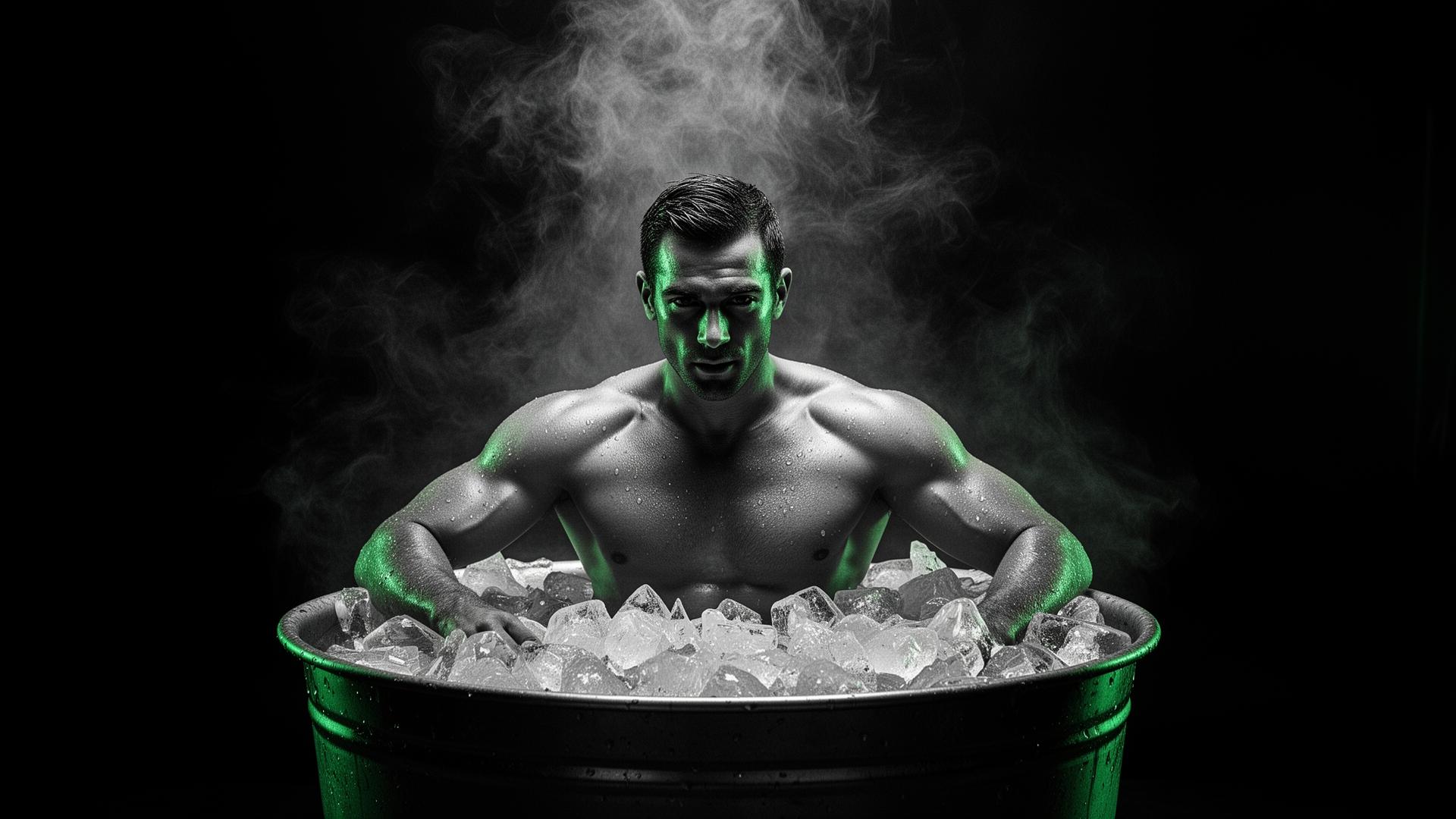 Athlete in ice bath recovery
